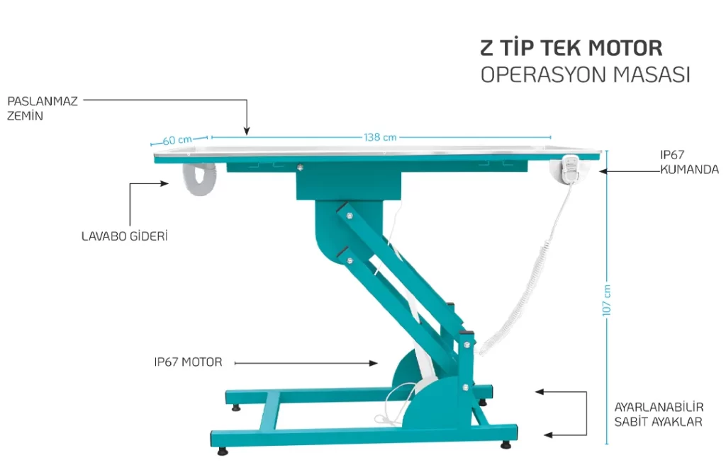 VETERİNER Z TİP OPERASYON MASASI